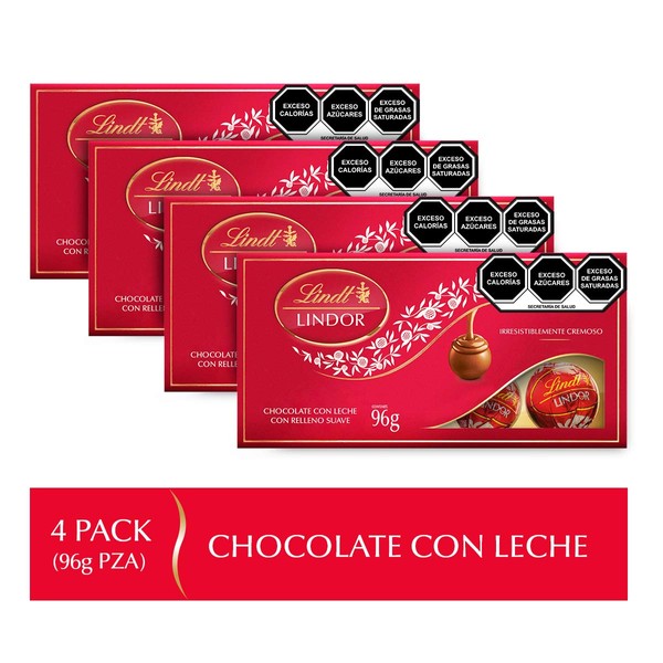 Lindt LINDOR Caja con trufas con chocolate con leche 96g | 4 cajas de 96g c/u LINDOR 96G ESTUCHE