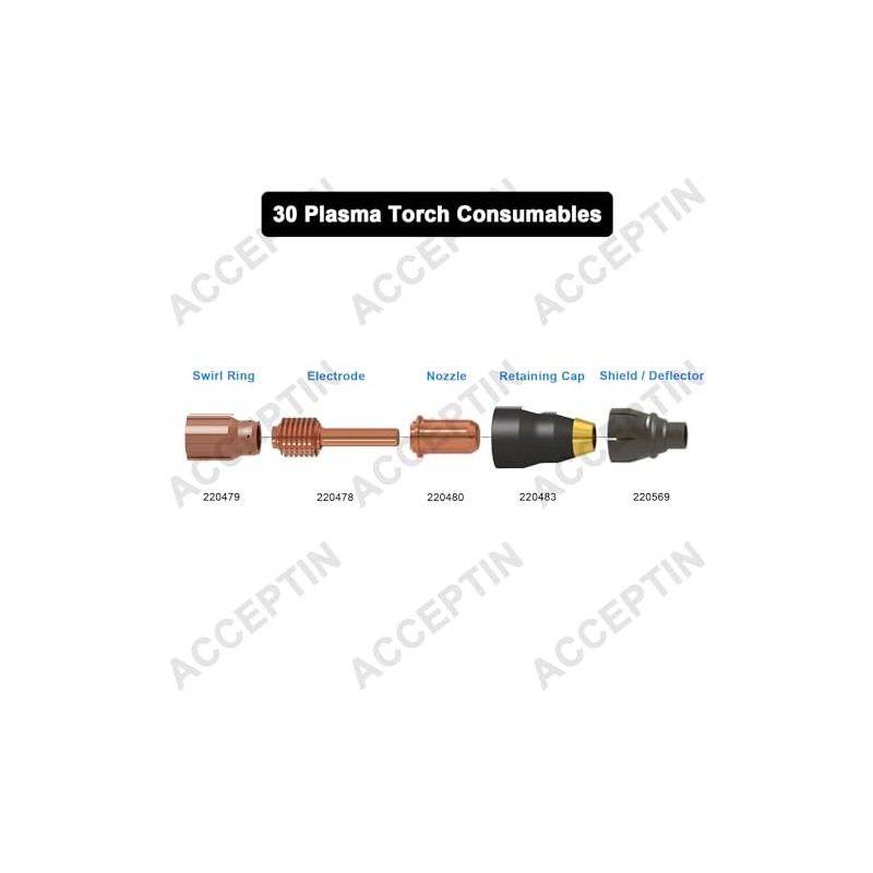 ACCEPTIN 220478 Electrode 20pcs & 220480 Nozzle Tips 20pcs Fit