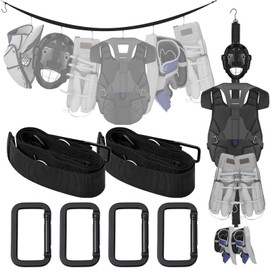 Vincreem 2 Pcs 50 Inch Portable Hockey Gear Hanger Strap Vertical or Horizontal Drying Rack Hockey Equipment Drying Organizer Hockey Stuff Hanger Drying Rack with 2 Adjustable Hook Camping Outdoor