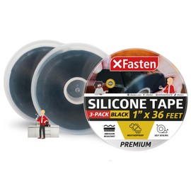XFasten Self Fusing Silicone Tape 1" X 36-Foot 3 Pack 108ft Total Silicone Tape for Plumbing Leak Seal Tape Waterproof, Silicone Grip Tape, Rubber Tape Thick for Pipe, Hose Repair Tape Stop Leak Tape