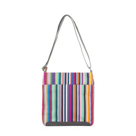 Roka London Kennington B Multi Stripe Medium Recycled Canvas, Multicoloured Stripes, M, Multi-Coloured Stripes