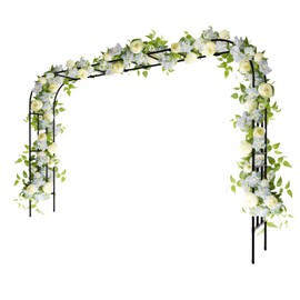 RUCOIN Garden Arch Ultrathick Wall Pipe (25MM) - 126(L) *105(H) inch, Thickened, Plastic Steel Pipe Anti-Rust Technology, Metal Arch, Suitable for Garden, Wedding, Party Decoration, Black