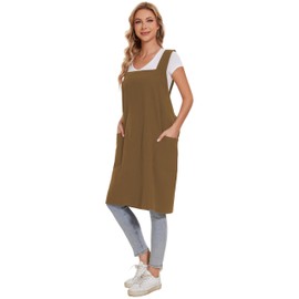 Hawholm Linen Cotton Aprons for Women Smock Cross-Back Apron with Pockets