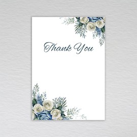 Webspectations Pack of Thank You Cards: Dusty Blue Wedding Thank You Cards (Pack of 50 without Envelopes)