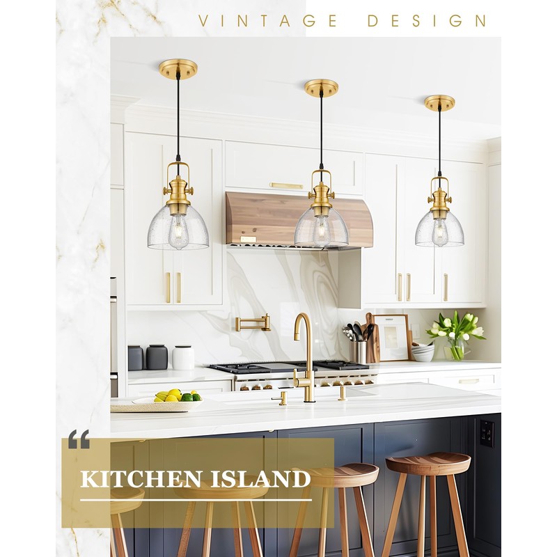 Audickic Pendant Lights Kitchen Island, 7.5" Farmhouse Pendant Lighting with