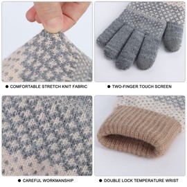 BLURBE Winter Thermal Gloves Womens - Touch Screen Gloves, Ladies Knitted Thick Fleece Lined Soft Elastic Cuff Warm Winter Thermal Gloves for Women Touch Screen Outdoor UK