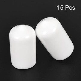 sourcing map 15pcs Rubber End Caps 12mm ID Vinyl Round End Cap Cover Screw Thread Protectors White