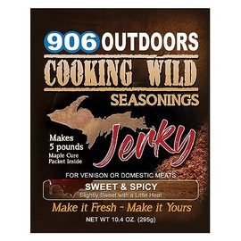 Cooking Wild Seasonings Sweet and Spicy Jerky Seasoning, Seasons up to 5 pounds of Wild Game or Domestic Meat, 10.6 Ounce Packet includes Cure Packet.