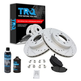 TRQ Front Performance Brake Pad & Rotor Kit Brake Chemical Kit Brake Pads Brake Rotors Set Semi-Metallic Premium G-Coated Compatible with 1996-2005 Honda Civic 2010-2014 Insight