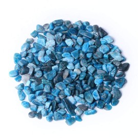 IMALY Blue Apatite Tumbled Chips Stone Polished Crushed Healing Crystal Quartz Pieces Irregular Shaped Stones for Home Decorative Stones Vases Plants Succulents 0.5lb