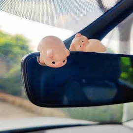 Starupway Little Animals Car Dashboard Decorations, Rear View Mirror Accessories Car Interior Dash Decor, Cute Pig Dog Cat Duck Bear Dashboard Accessories