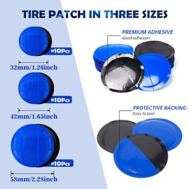 FHTDW 34Pcs Tire Repair Patch Tools Tire Patch Kit, Tire Patch Roller Kit Tire Repair Tungsten Steel Buffing Wheel with Inner Liner Scraper Tire Repair Tools for Car Motorcycle Bike (42 mm)
