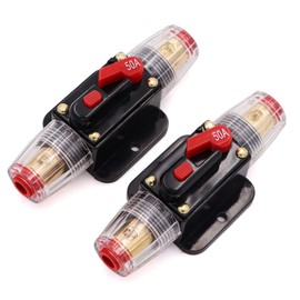 2 Piece 50A Circuit Breaker 12V with Manual Reset,50 amp Inline Fuse 0-8 Gauge for Car Audio Marine Boat Stereo Switch Inverter Replace Fuses