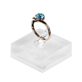 Kodbww Fashion Clear Acrylic Jewelry Holder Crystal Square Ring Storage Finger Ring Clips Display Support S White 1