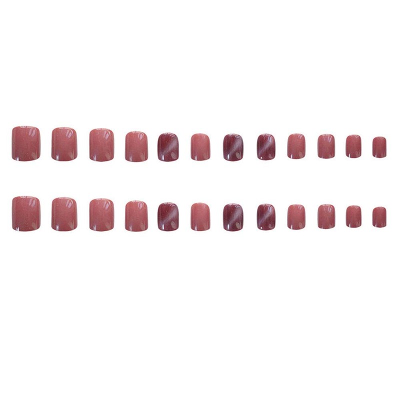 24 Pcs Red Brown Nail Tips, Easy 1 Second Gel