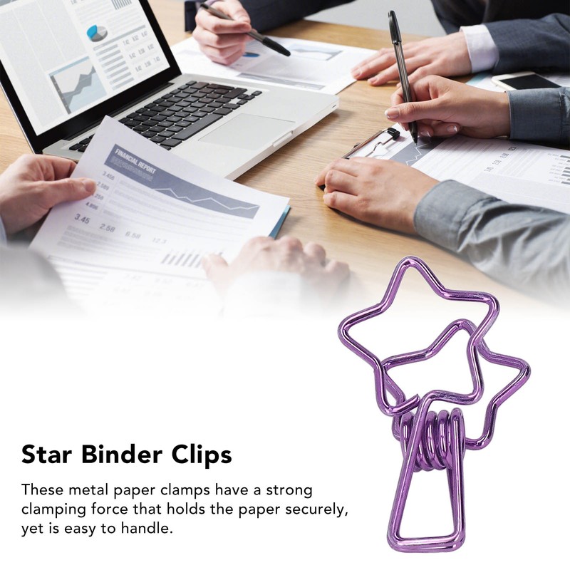 100pcs Star Binder Clips Cute Cartoon Hollow Strong Clamping Force