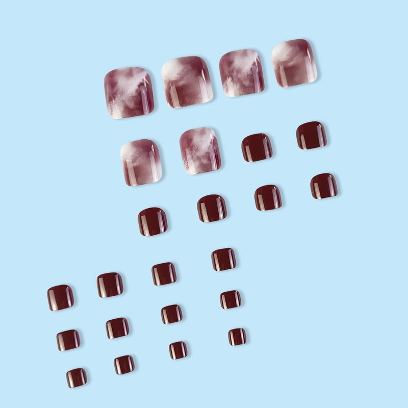 AiMMei Nail Tips, 24 Pieces for Feet, Easy False Nails,