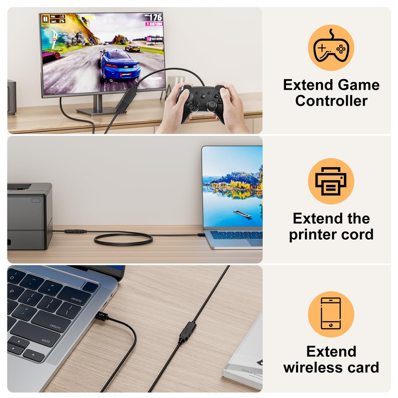 Kehtmay USB 3.0 Extension Cable 25FT, 5Gbps Data Transfer, Male