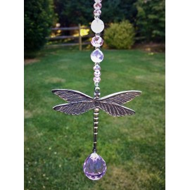 Rear View Mirror Crystal Car Charm,Rose Quartz Hanging Ornament,Dragonfly Hanging Pendant,Hanging Pink Crystal Ball Prism,Car Rear View Mirror Accessory,Healing Rose Quartz Window Decor