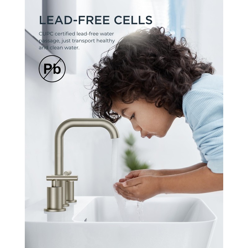 FORIOUS Brushed Nickel 8 Inch Widespread Bathroom Faucet for 3