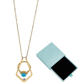 FINGERINSPIRE Rhombus Ring Holder Necklace 39.5cm Golden Stainless Steel Ring Keeper Necklaces with Rhinestone Rhombus Pendant Ring Saver Chain with a gift box for Engagement Mom Wife Nurse Doctor