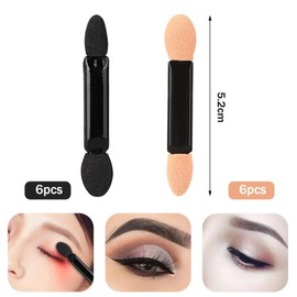 ZXCHOME Eyeshadow Applicator, 12 Pcs Sponge Eyeshadow Brush, Oval Makeup Applicator, Professional Double Head Eyeshadow Brushes with Sponge Tip, for Women and Girls Application