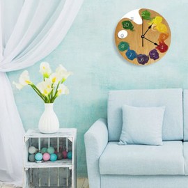 Decorative Silent No Ticking Wall Clock Artist`s Palette Color Wheel with Numbers Round Modern Wooden Clocks for Bedroom Living Room Home Office School Wall Art Decor, 10 Inches