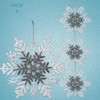 Snowflake Christmas Ornaments - White and Silver Glittered Snowflakes Each