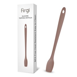 Firgi Platinum Silicone Topping Spatula for Cooking – BPA Free Heat Resistant Cooking Utensils for Non Stick Pans – One-Piece Spoonula for Baking, Mixing & More – Kitchen Scraper 10.7” Brown