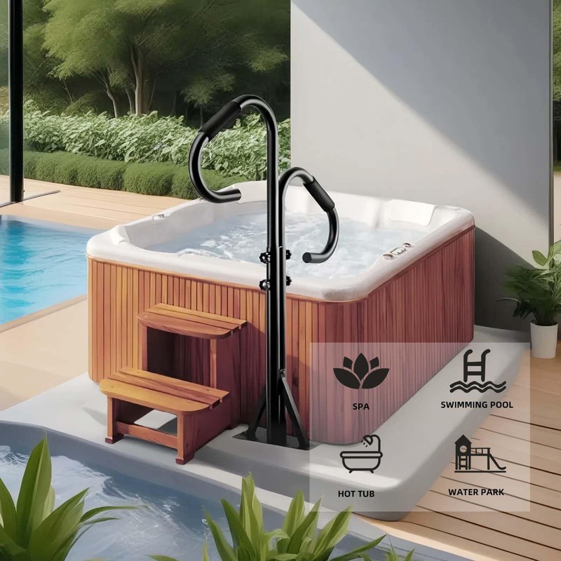 Two-Way Hot Tub Handrails w/Slide-Under Mount Base ，360° Swive SPA