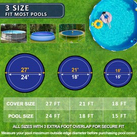 【New Upgrade】 Winter Pool Cover 15 ft Round for Above Ground Pools, Extra Thick Durable Above Ground Swimming Pool Protection Cover, Encryption Grommets,Cold and UV Resistant with Premium Winch,Cable