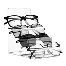 Display Stand Acrylic Perfume Organizer 4" Wide Clear Display Risers Shelf - 4 Tier Purse Shelves - Acrylic Rack for Cologne Retail Desktop Jewelry Glasses Collectibles Pop Figures