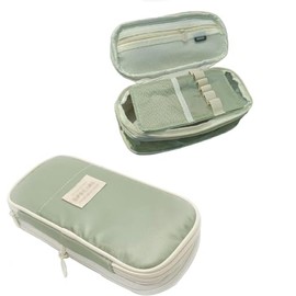 Aesthetic Pencil Case Big Capacity Cute Pencil Pouch Pen Bag for Teen Girls Adults (Green, 20 * 6 * 8.5CM)