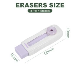 M&G 8 Pack Erasers, Purple Sliding Retractable Eraser Push Pull Cute Pencil Erasers Soft Large Easy to Clean with Plastic Sleeve for Sketching Drawing Artists Teacher Pencils, Purple