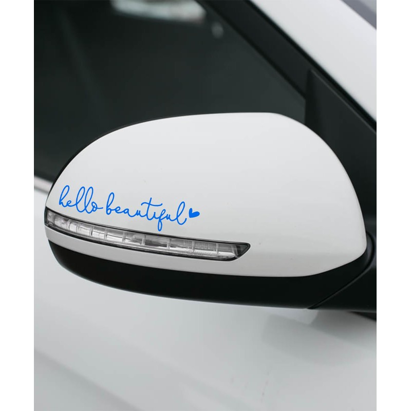 RACOONA Rearview Mirror Decal,Hello Beautiful Decal,Car Accessories Stickers Rearview Mirror