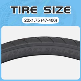 MEGHNA Bike Tire 20 inch Foldable Replacement 20 x 1.75 inch 47-406mm Cruiser Bike Tire Mountain Bike Grooves Anti-Slip Surface with Tire Levers for Kids Bike Folding Bike (20 x 1.75 inch-1 Pack)