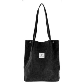 Zwenjuan Cord Tote Bag, Cord Shoulder Bag, Beach Bag, Crossbody Bag, Shopper Tote Bag, Handbag with Large Capacity, Canvas Bag, Casual Handbag for Women (Black), d'Alene to