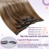 LaaVoo Clip-In Real Hair Extensions, Ombre, Balayage, Light Brown to
