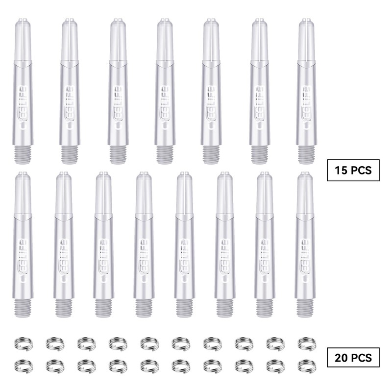 CyeeLife 15pcs Dart Shafts with 20pcs Metal o Rings,5 sets