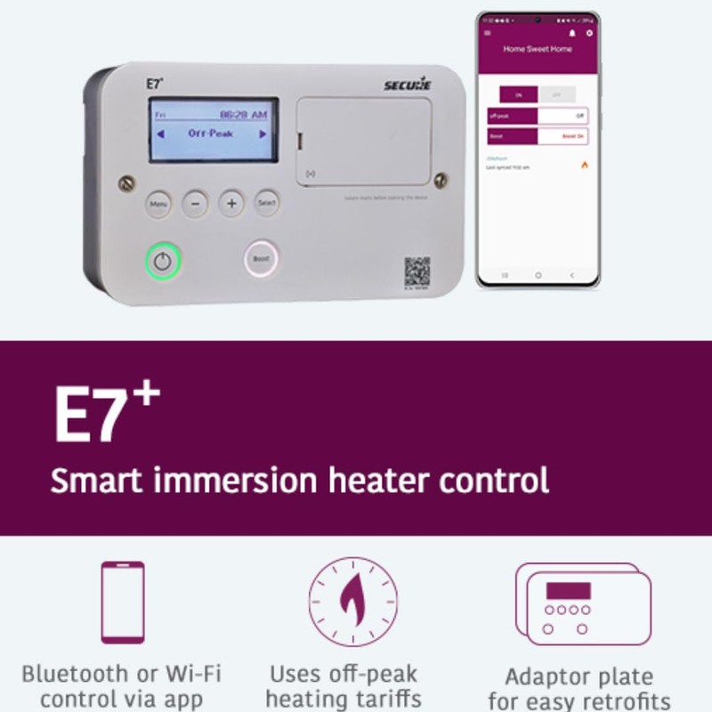 Secure E7+ Smart Immersion Heater Timer Control Bluetooth Replacement for
