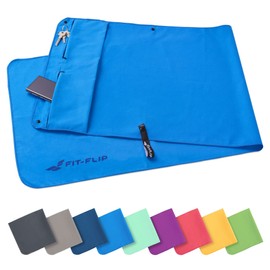 Fit Flip 3-Piece Towel Set with Zip Pocket + Magnetic Clip + Extra Sports Towel, Multifunctional Towel