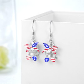 4th of July Earrings for Women 925 Sterling Silver American Flag Earrings Independence Day USA Flag Patriotic Jewelry for Women American Flag Gifts