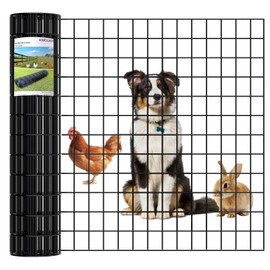 PVC Coated Wire Mesh Fence, Heavy-Duty Black Welded Wire Fencing (2×3 Inch Mesh, 36"×50' 16Gauge) Ideal for Garden, Pet Enclosure & Property Boundaries