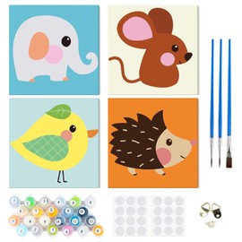RICUVED 4 Pieces Paint by Numbers Children with Frame Animals Paint by Numbers for Child, Cute Oil Painting Children from 5 6 7 8 9 Years for Home Decoration Used 20 x 20 cm