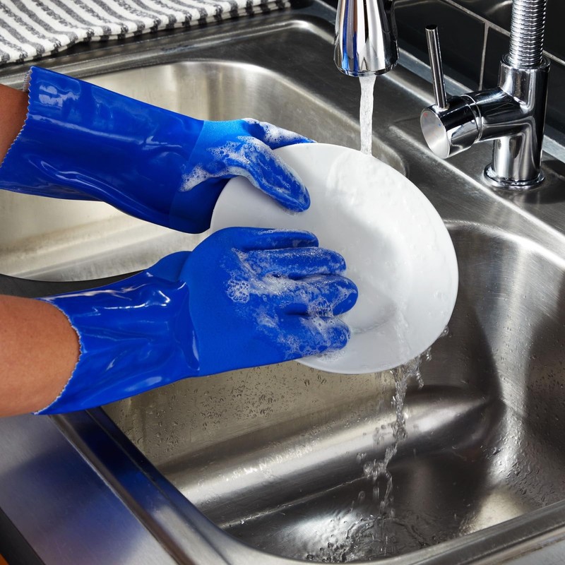 Juvale 2 Pairs Heavy Duty Rubber Cleaning Gloves for Kitchen,