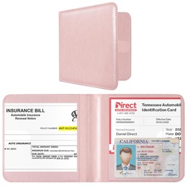 CoBak Car Registration and Insurance Holder - Small and Lightweight Vehicle Glove Box Car Organizer, Auto Truck Comparment Accessories Case for Essential Document, Driver License (Light Pink)