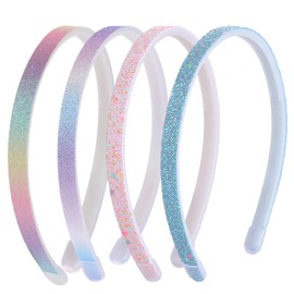 Molain Pack of 4 Glitter Hair Bands, Cute Non-Slip Plastic Headbands with Teeth, Children's Headbands, Girls Hair Accessories for Little Girls