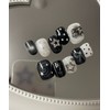 Black dot handmade nail tips - Stiletto / 블랙 도트