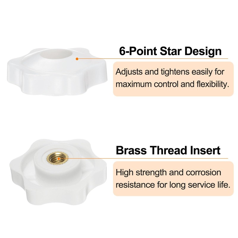 HARFINGTON 12pcs Star Knobs M5 Female Thread 32mm 6-Point Plastic