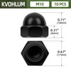 M10 Acorn Cap Nuts, 10 PCS Black Coating Acorn Dome